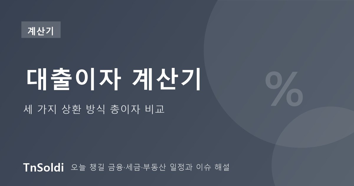 대출이자 계산기 - 세 가지 상환 방식 총이자 비교